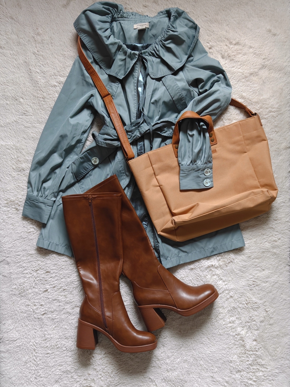Vertigo Sage Blue Oversized Peter Pan Collar Utility Jacket | Small